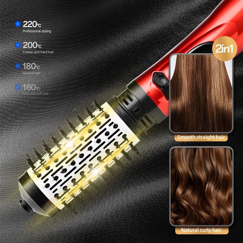 Perie rotativa HALEY, 1200W, 2 viteze, 3 trepte temperatura, Invelis Ceramic, Roșu/Negru